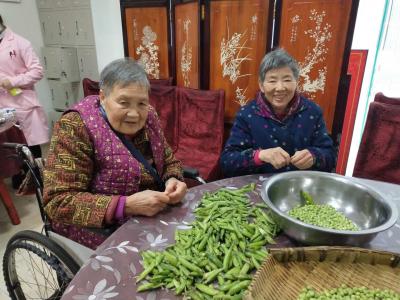 为食堂帮忙剥毛豆，是老人们特别开心的时刻